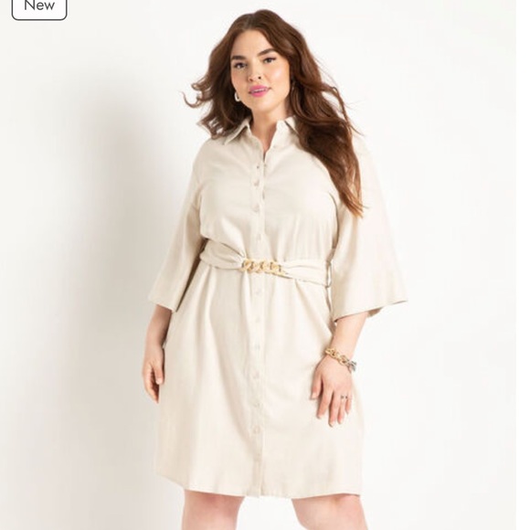 Eloquii Dresses & Skirts - Eloquii Linen Blend Workwear Shirtdress